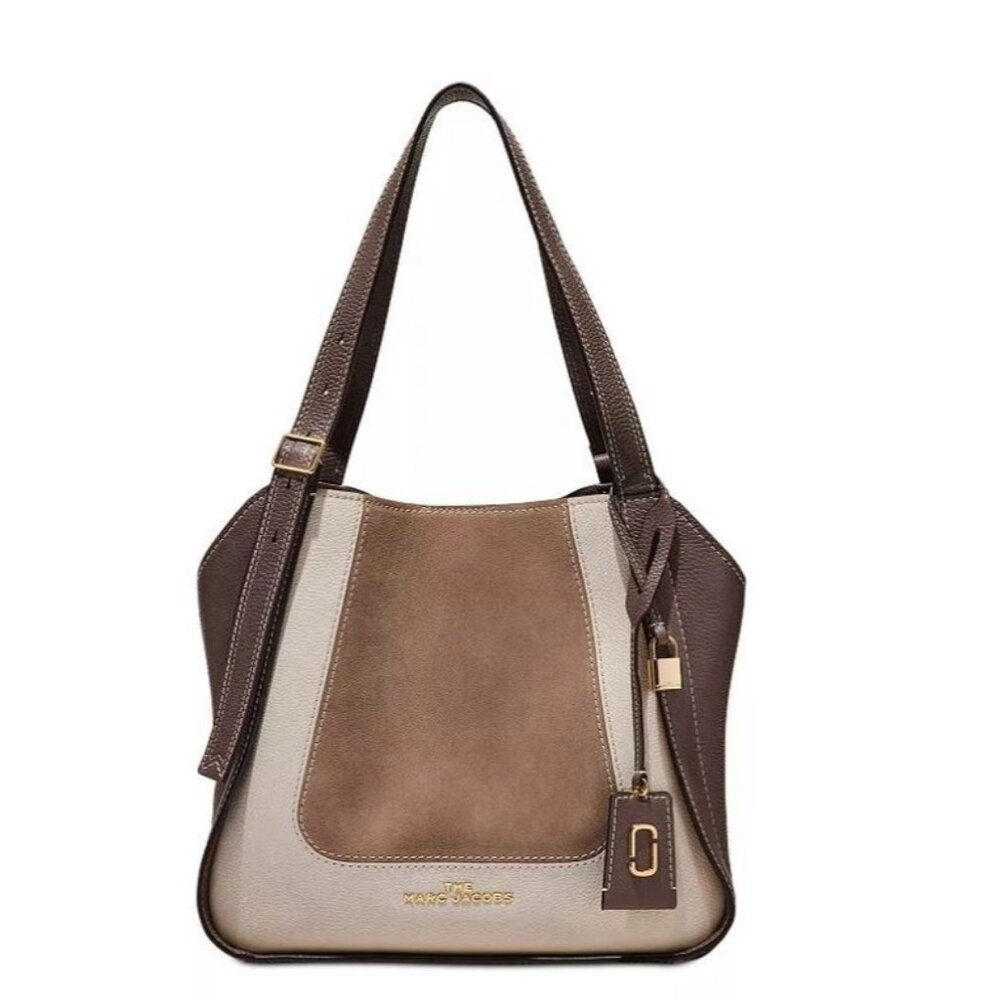 Marc Jaobs Director NubucK Tote Zipper Shoulder Bag Iron Multi Size OS NWT